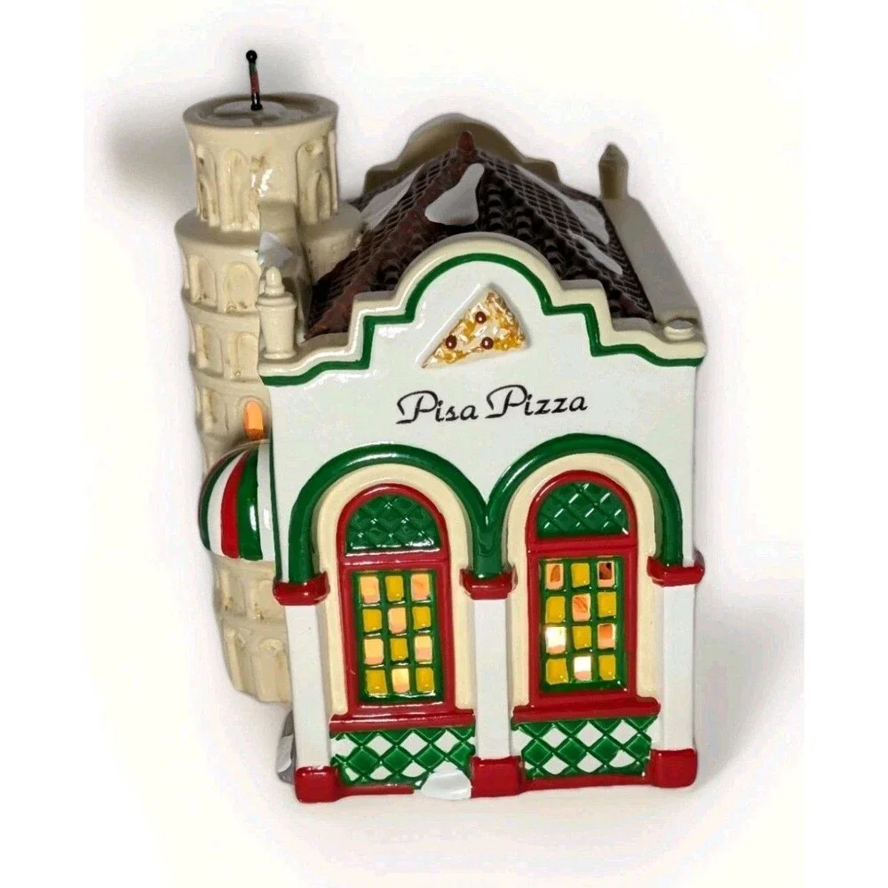 Department 56 Snow Village Pisa Pizza Lighted Building #54851 Vintage 1995 MINT - Picture 4 of 12